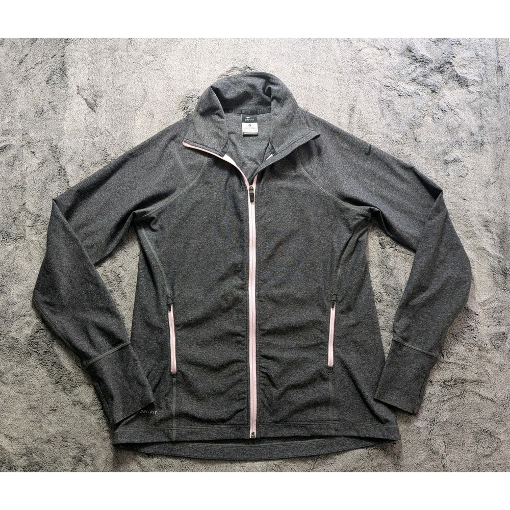 Nike Dri Fit Long Sleeve Full Zip Lightweight Jacket Women's Size XL Gray